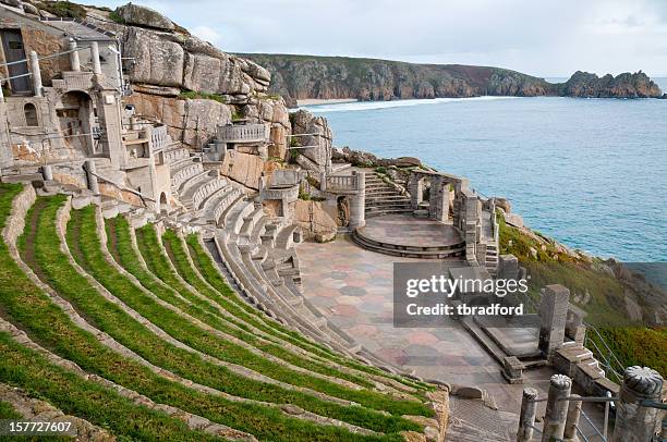 view from the minack theatre in cornwall, england - cornwall england stock pictures, royalty-free photos & images