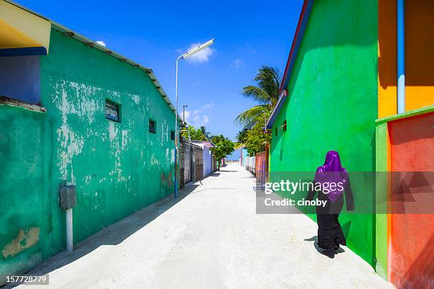 local island on maldives - maldivian ethnicity stock pictures, royalty-free photos & images