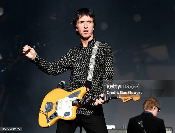 Johnny Marr performs during South Facing 2023 at Crystal Palace Bowl on July 28, 2023 in London, England.