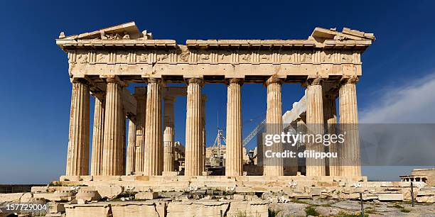 athen, akropolis und parthenon perspektive richtige - pantheon stock-fotos und bilder