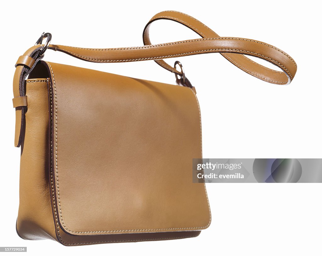 Shoulder bag on white.