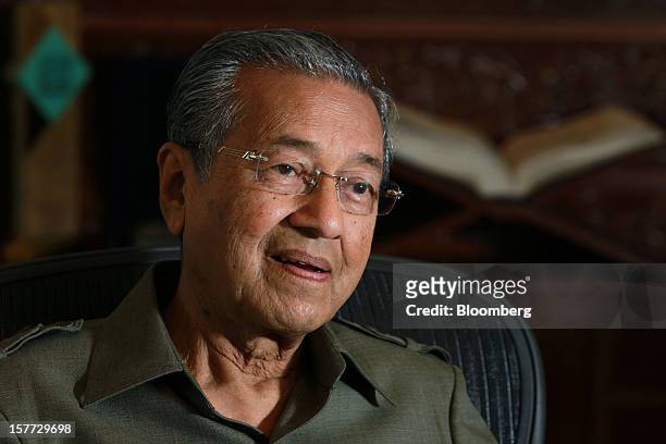 Mahathir Mohamad, Malaysia's former prime minister, speaks during an interview in Putrajaya, Malaysia, on Thursday, Dec. 6, 2012. Petroliam Nasional...