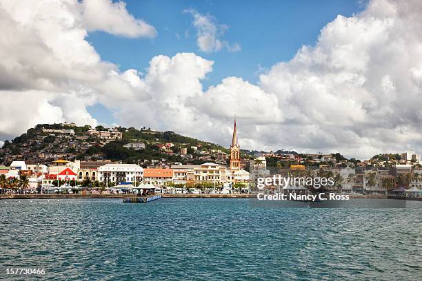 fort de france waterfront from harbor, martinique, caribbean - martinique stock pictures, royalty-free photos & images