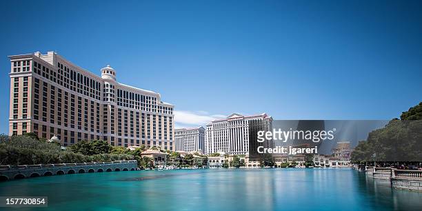 bellagio and caesar's palace - caesars palace las vegas stock pictures, royalty-free photos & images