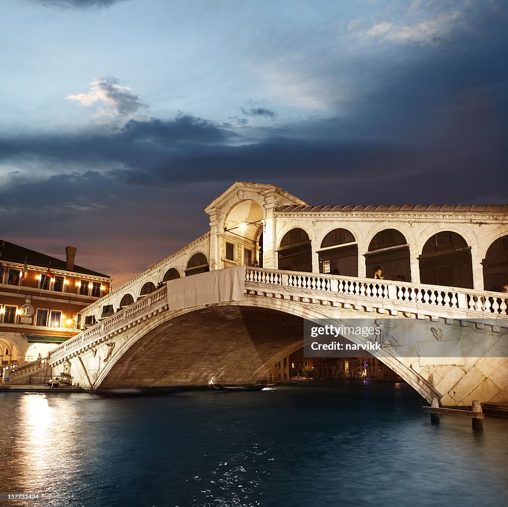 Rialto Bridge in Venice by twilight
