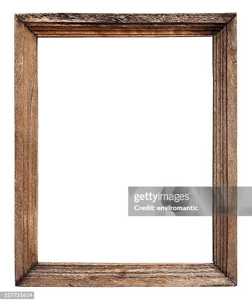 old weathered natural wood frame. - wood frame stock pictures, royalty-free photos & images