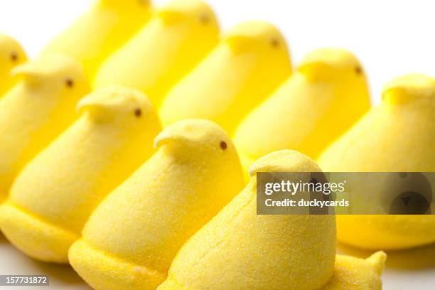 peeps yellow marshmallow chicks - marshmallow peeps stockfoto's en -beelden