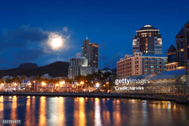 port louis by night - mauritius city stock pictures, royalty-free photos & images