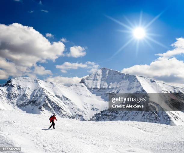 majestic winter landscape  in mountains - meribel stockfoto's en -beelden