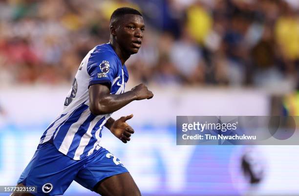 Moises Caicedo of Brighton & Hove Albion looks on during the Premier League Summer Series match between Brighton & Hove Albion and Newcastle United...
