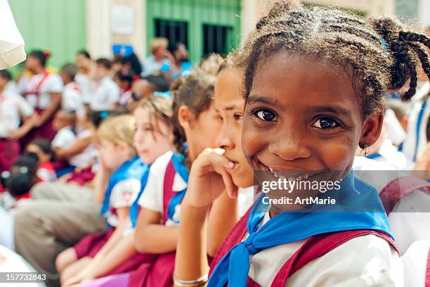 cuban schoolchildren - cuba girls stock pictures, royalty-free photos & images