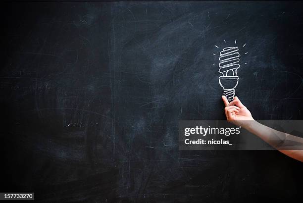 light bulb - chalk hands stock pictures, royalty-free photos & images