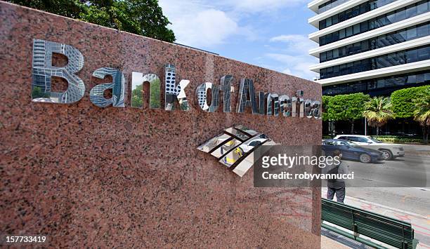 bank of america sign and logo - bank of america logo stock pictures, royalty-free photos & images