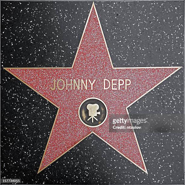 walk of fame hollywood star - johnny depp - walk of fame stock pictures, royalty-free photos & images