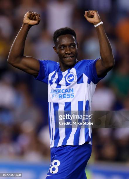 Danny Welbeck of Brighton & Hove Albion celebrates after scoring their team's first goal during the Premier League Summer Series match between...
