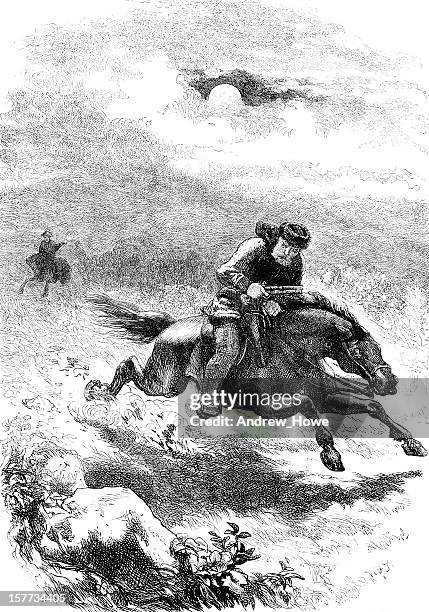 pursuit of paul revere, the scout - paul revere statue stock illustrations