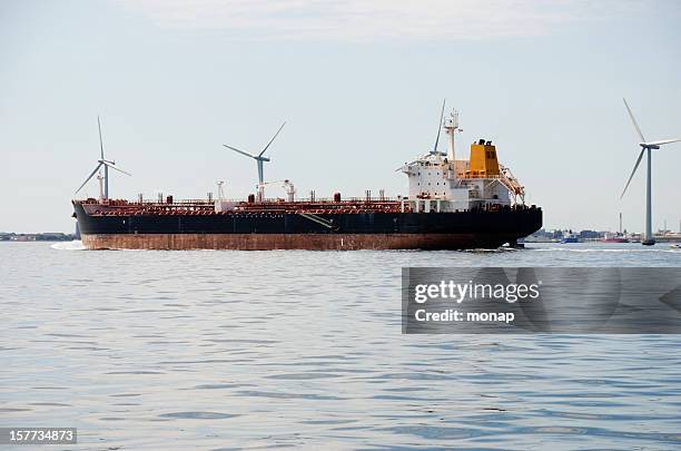 chemical tanker  leaving the port in copenhagen, denmark - wind energy storage stock pictures, royalty-free photos & images