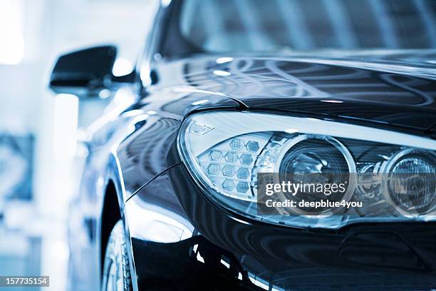 bmw 530d car head lights - car light bildbanksfoton och bilder