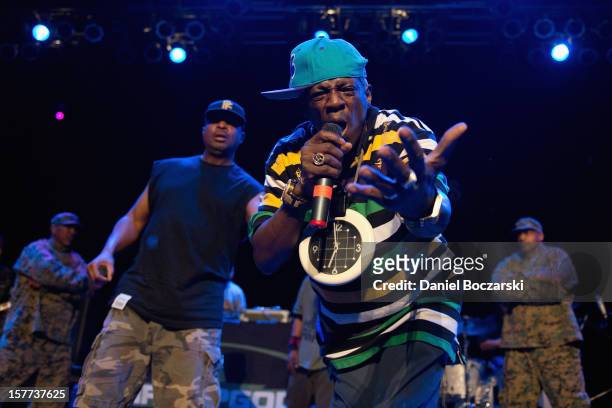 Chuck D and Flavor Flav of Public Enemy perform at House Of Blues Chicago on December 5, 2012 in Chicago, Illinois.