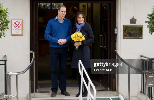 Prince William, the Duke of Cambridge, arrives at the King Edward VII hospital in central London, on December 6, 2012 where Catherine, the Duchess of...