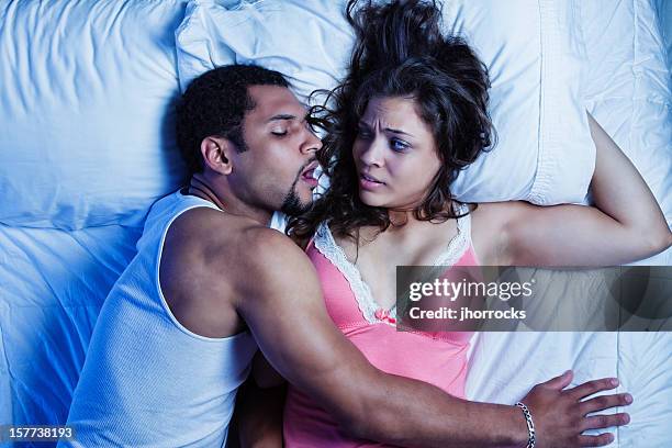 snoring husband - bad breath stock pictures, royalty-free photos & images