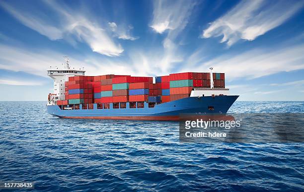 container ship - container ship bow stock pictures, royalty-free photos & images