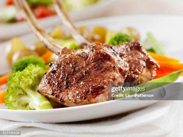 braised lamb chops - lamb chop stock pictures, royalty-free photos & images