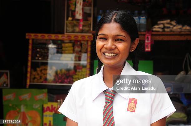 sri lankan schoolgirl,dambulla. - sri lankan culture stock pictures, royalty-free photos & images