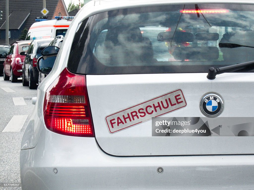 BMW driving school car in the citiy of hamburg