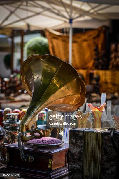 flea market - gramophone stock pictures, royalty-free photos & images