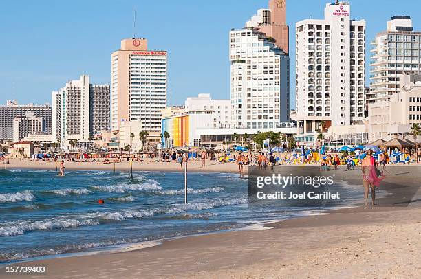 beach in tel aviv - capital hilton stock pictures, royalty-free photos & images