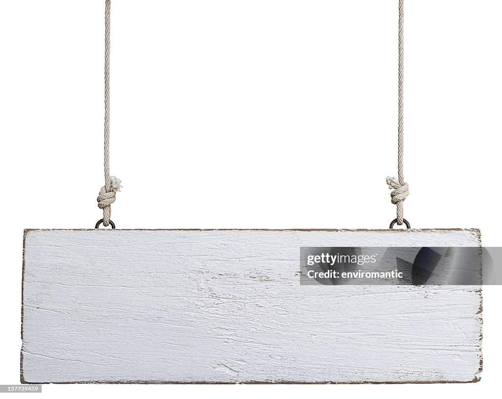 Alte verwitterte weißem Holz Schild.