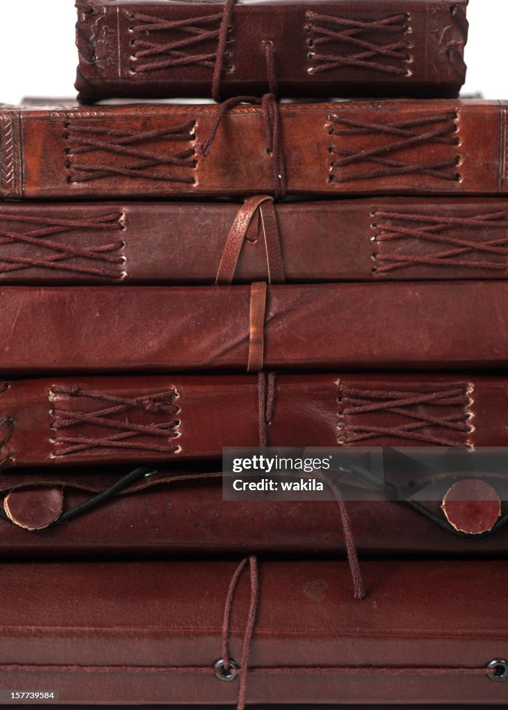 Pilha brown leatherbooks diário e notebooks de indiary-lederbuch