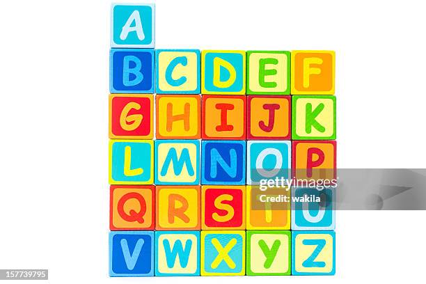 letter cubes characters - colorful letters - alphabetical order stock pictures, royalty-free photos & images