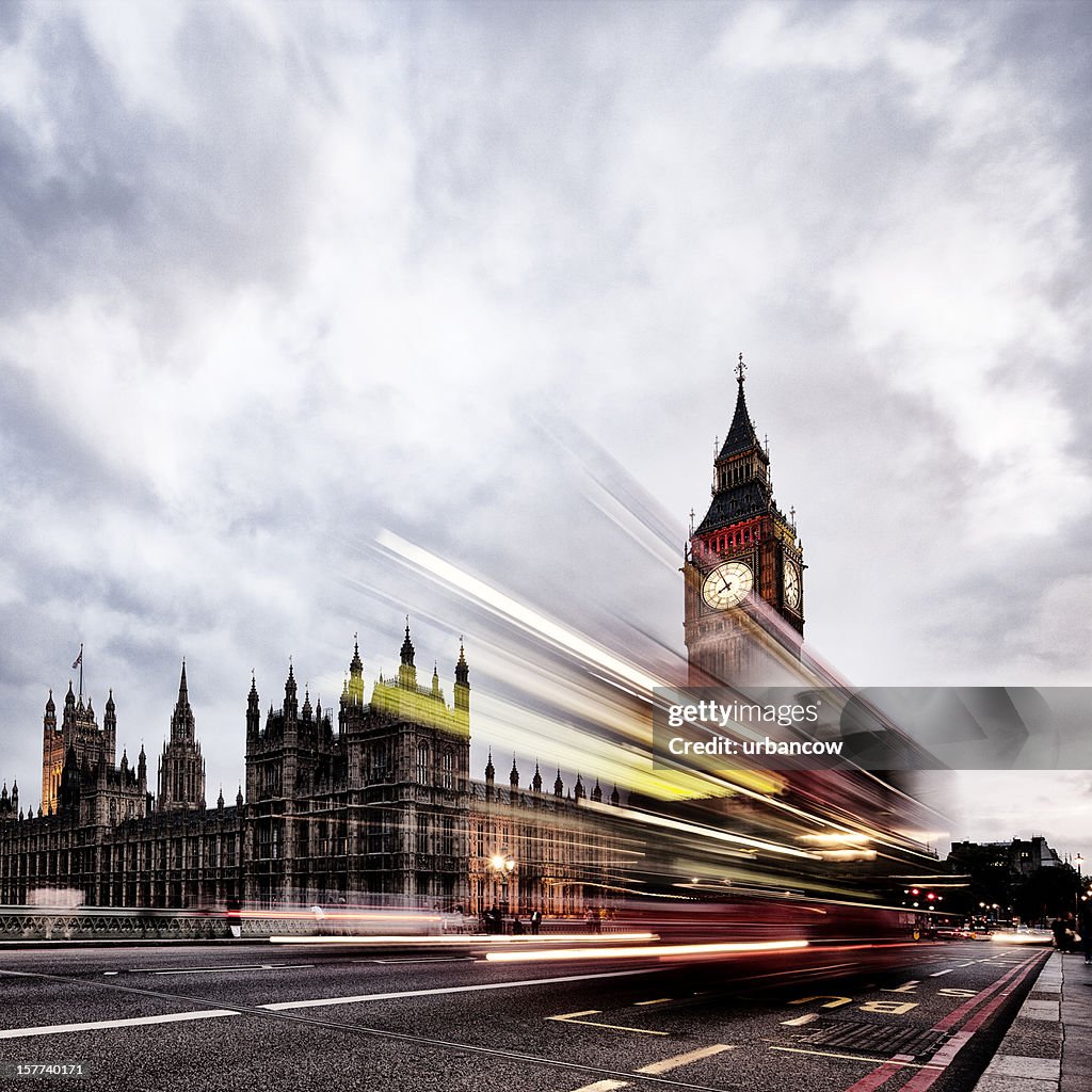 London bus, Houses of Parliament, Big Ben