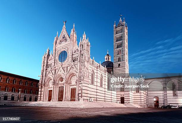 cathedral of siena at dusk - senna stock pictures, royalty-free photos & images