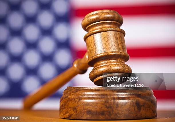 american flag and gavel - courthouse bildbanksfoton och bilder