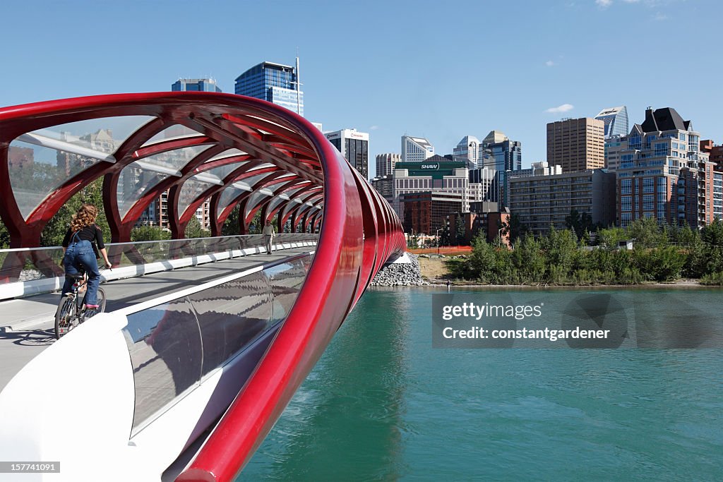 Cycling The Peace Bridge To Corporate Calgary