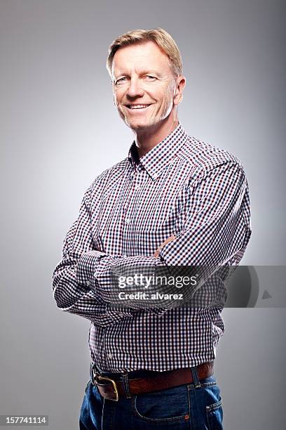 studio portrait of a mature adult man - skinny blonde pics stock pictures, royalty-free photos & images