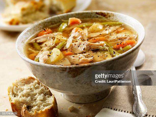 homemade turkey soup - soup stock pictures, royalty-free photos & images