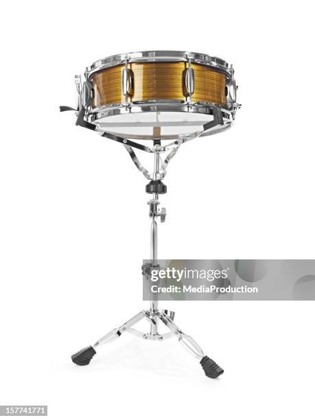 shiny snare drum - musical instrument white background stock pictures, royalty-free photos & images