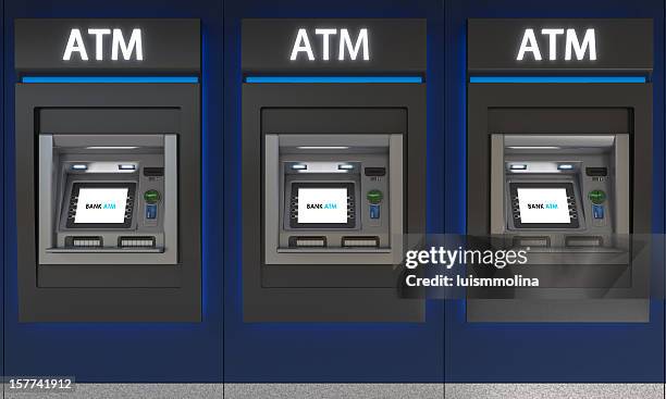 detailliertes bild von einem geldautomaten - atm screen stock-fotos und bilder