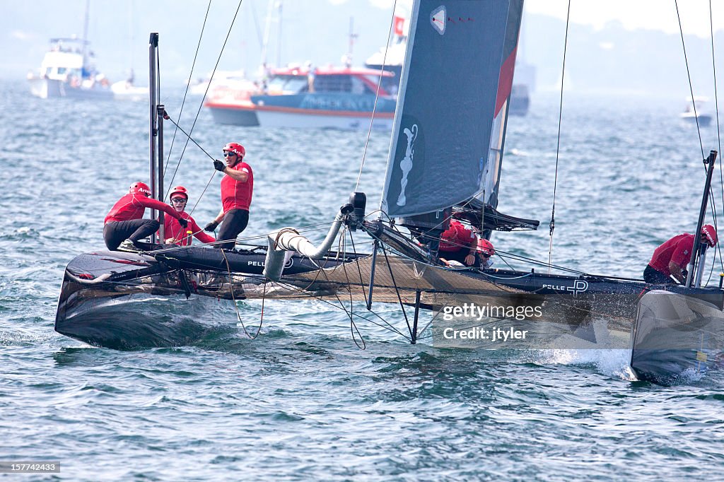 Yacht Racing Crew Hard at Work