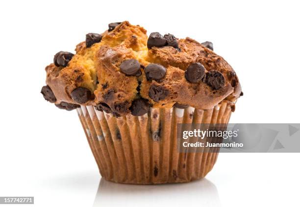 chocolate chip muffin - muffin stock pictures, royalty-free photos & images