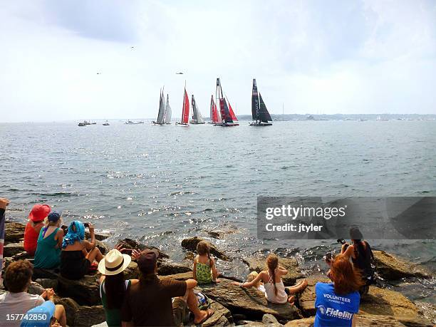 spectators at an america's cup race - newport rhode island 個照片及圖片檔