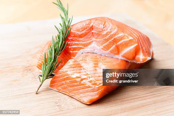 raw salmon filets - superfood stock pictures, royalty-free photos & images