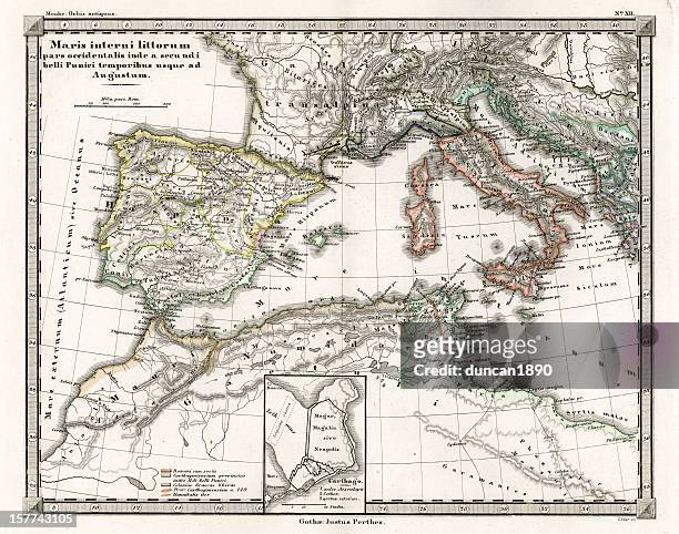 antike karte der punischen wars - romantique stock-grafiken, -clipart, -cartoons und -symbole