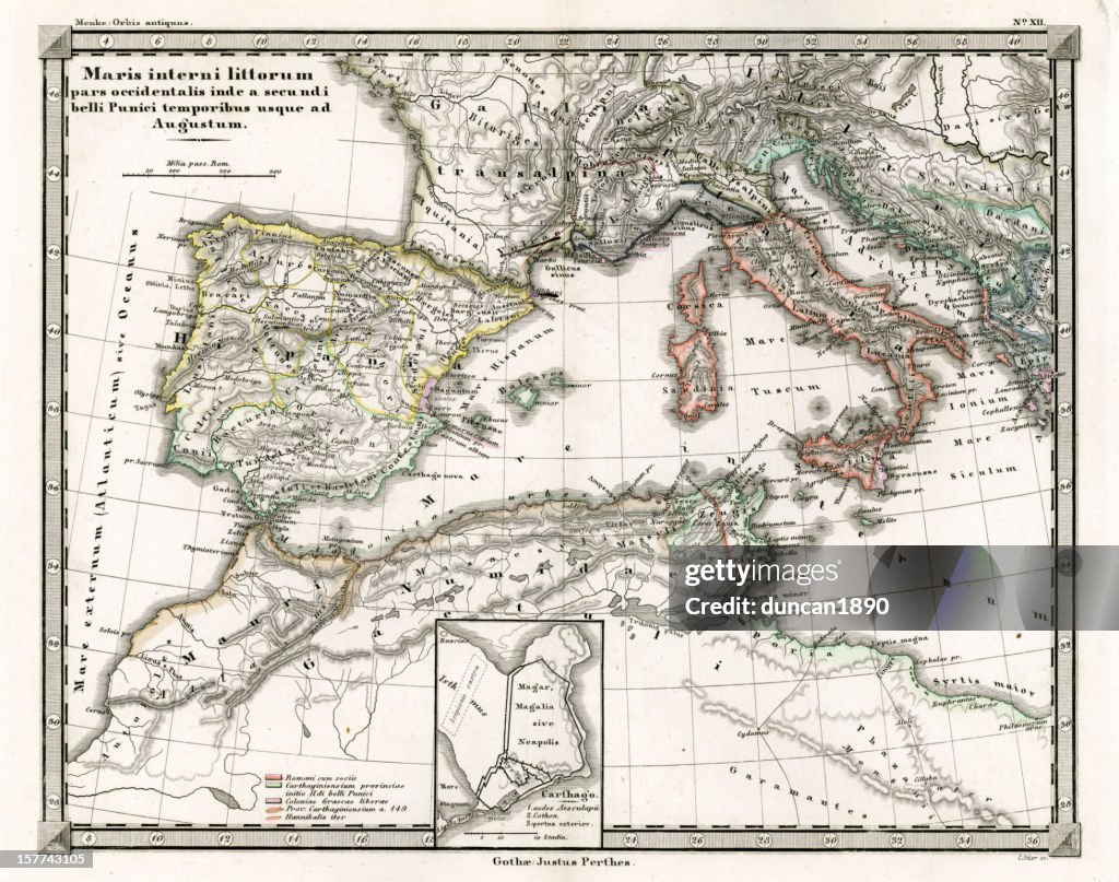 Antique Map of Punic Wars