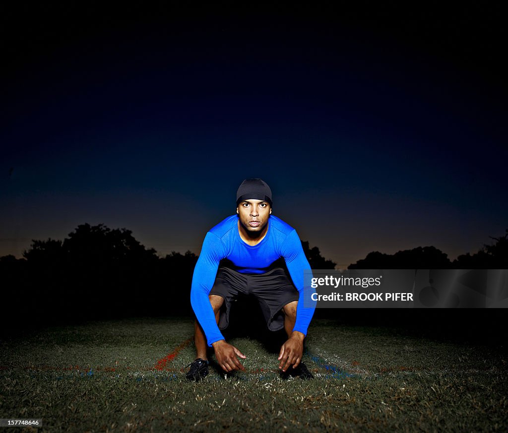 Athlete training on field