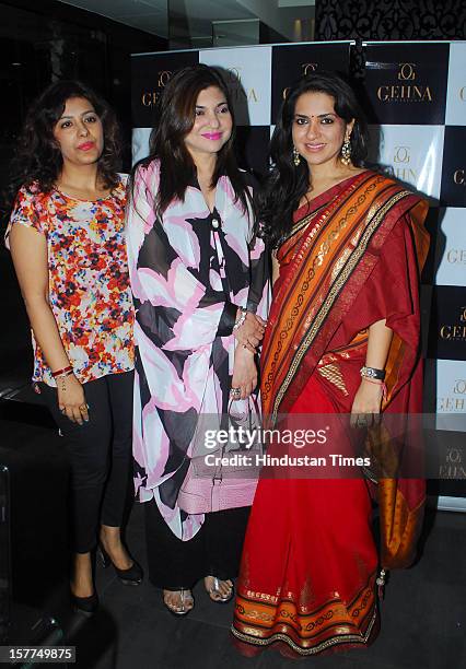 Indian playback singers Alka Yagnik during the launch of the new jewellery line by Shaina NC for Gehna jewellers at Gehna store, Bandra on December...